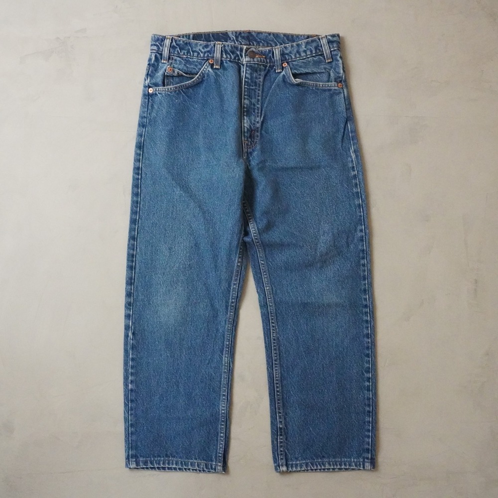Vintage Levis 505 Jeans 34x25 Mens 90s Blue Regular Straight Orange Tab Hemmed